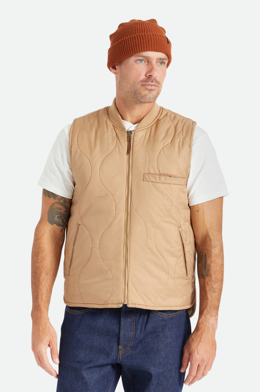 Chaquetas Brixton Abraham Reversible Vest Hombre Beige | 08BZMPLGY