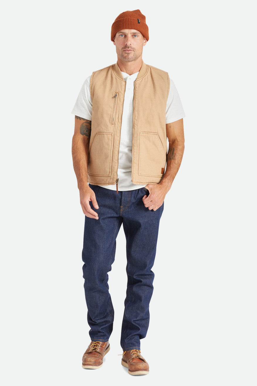 Chaquetas Brixton Abraham Reversible Vest Hombre Beige | 08BZMPLGY