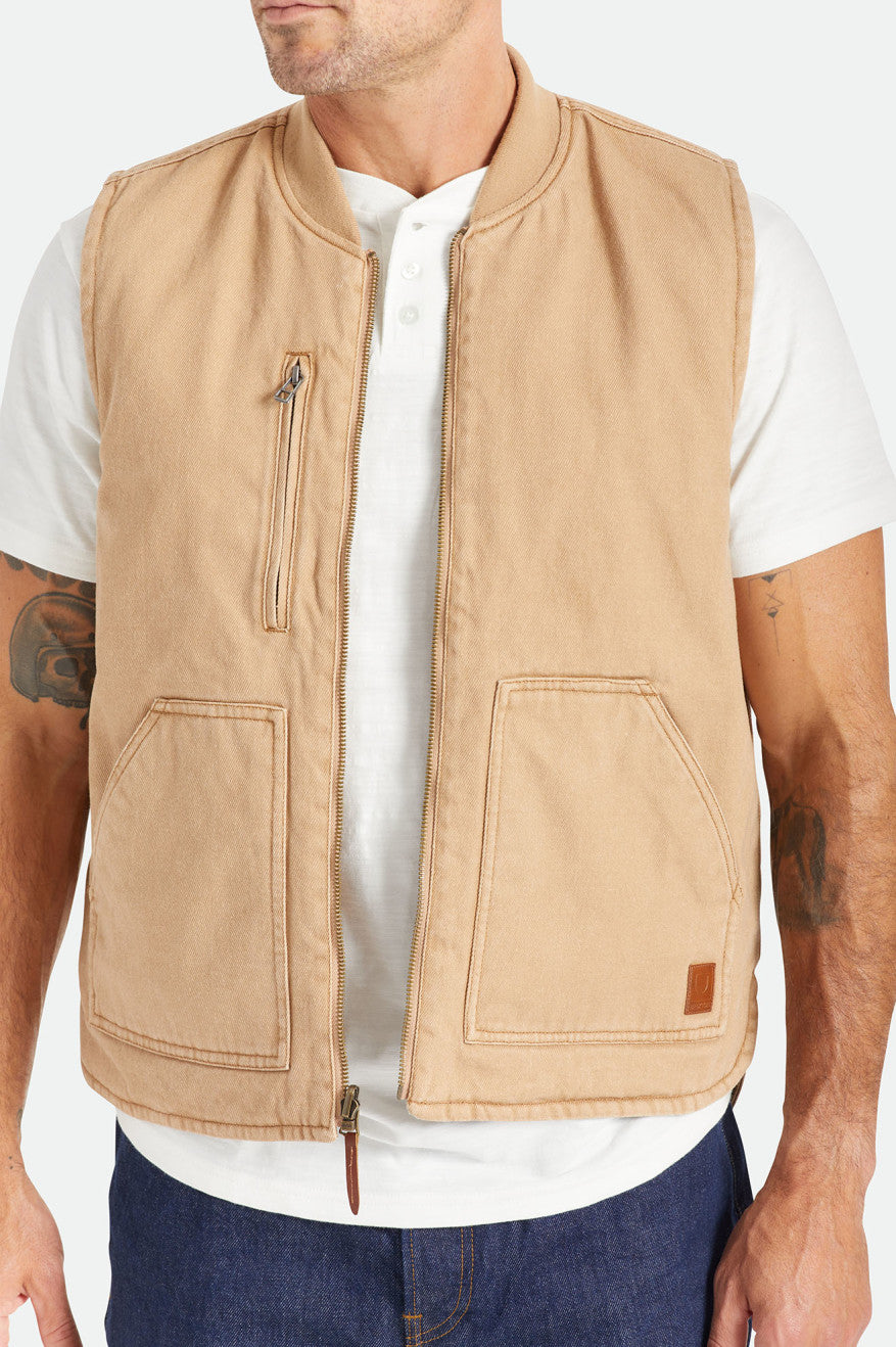 Chaquetas Brixton Abraham Reversible Vest Hombre Beige | 08BZMPLGY