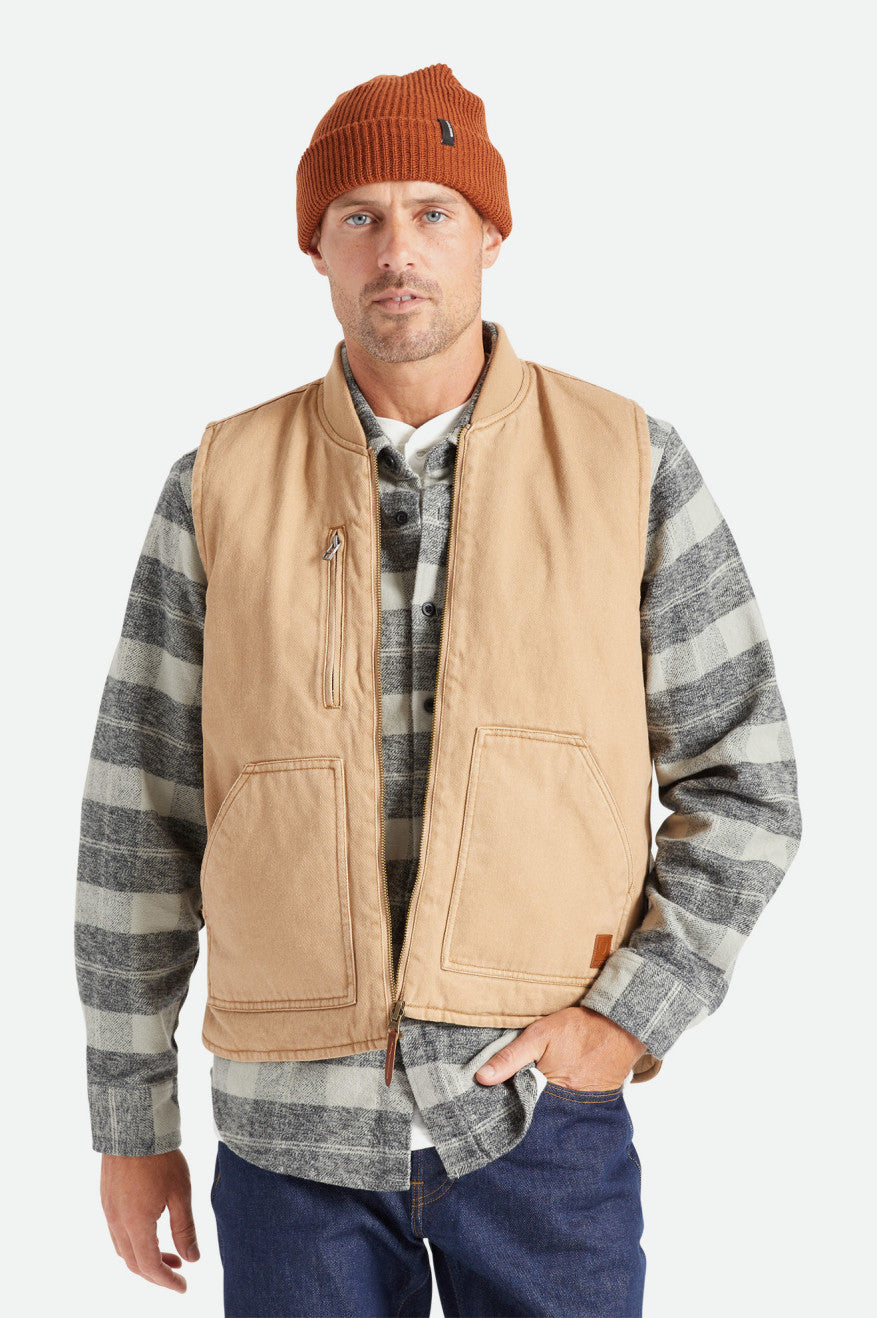 Chaquetas Brixton Abraham Reversible Vest Hombre Beige | 08BZMPLGY