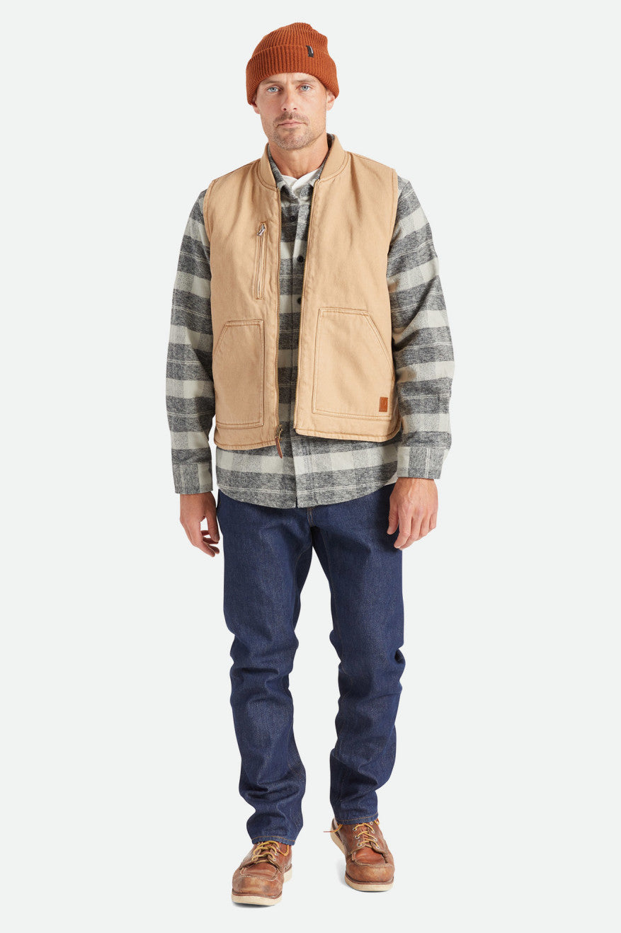 Chaquetas Brixton Abraham Reversible Vest Hombre Beige | 08BZMPLGY