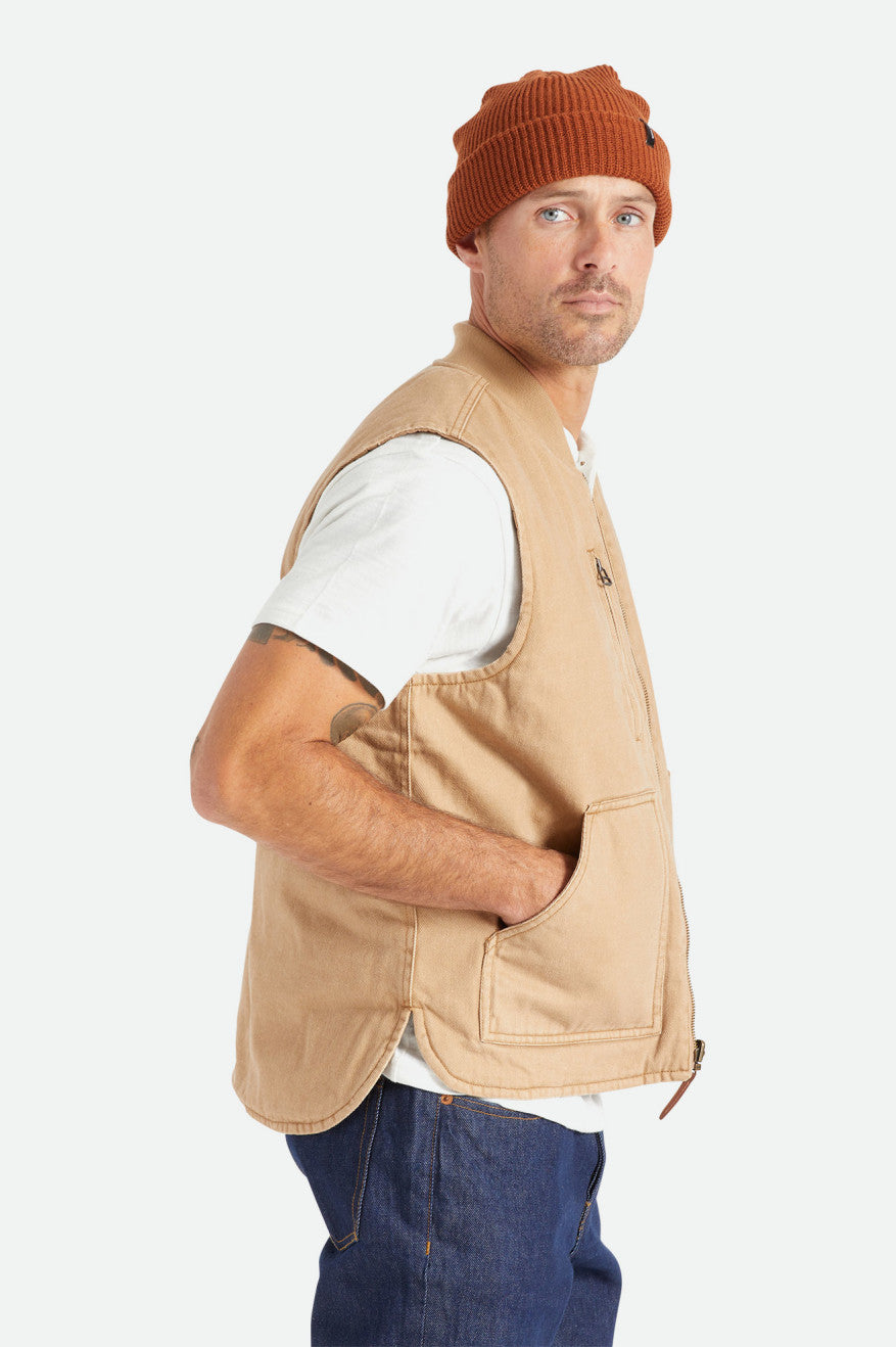 Chaquetas Brixton Abraham Reversible Vest Hombre Beige | 08BZMPLGY