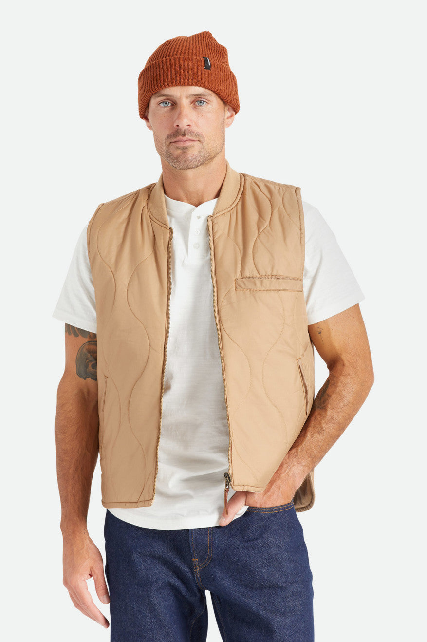 Chaquetas Brixton Abraham Reversible Vest Hombre Beige | 08BZMPLGY