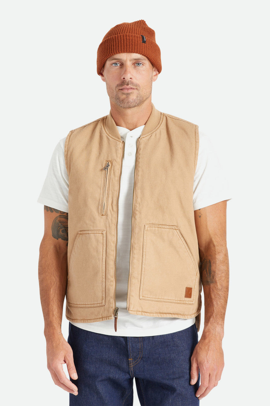 Chaquetas Brixton Abraham Reversible Vest Hombre Beige | 08BZMPLGY