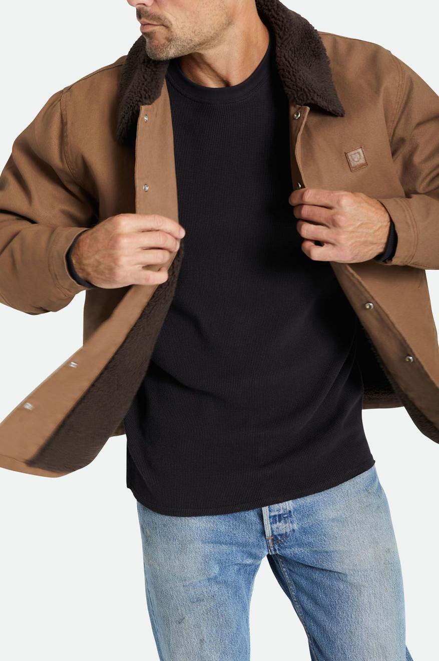 Chaquetas Brixton Beta Sherpa Forro Coaches Hombre Marrones | 61IFJPUAB