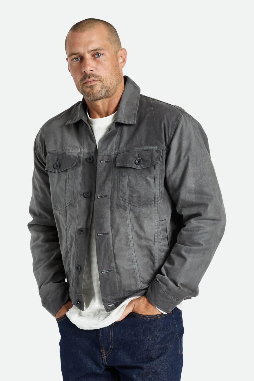 Chaquetas Brixton Cable Reserve Waxed Lona Trucker Hombre Gris | 82HWEYFXN