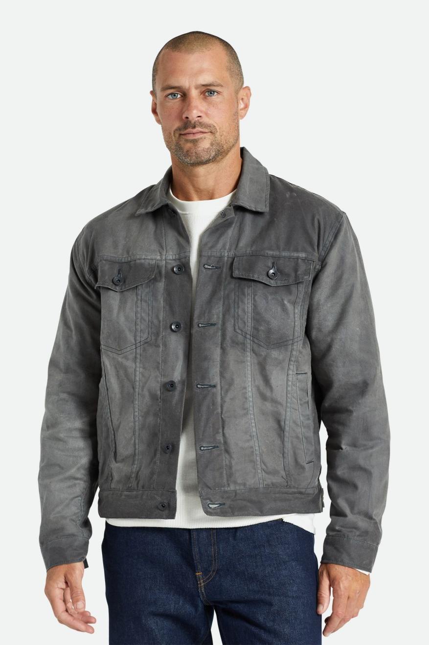 Chaquetas Brixton Cable Reserve Waxed Lona Trucker Hombre Gris | 82HWEYFXN