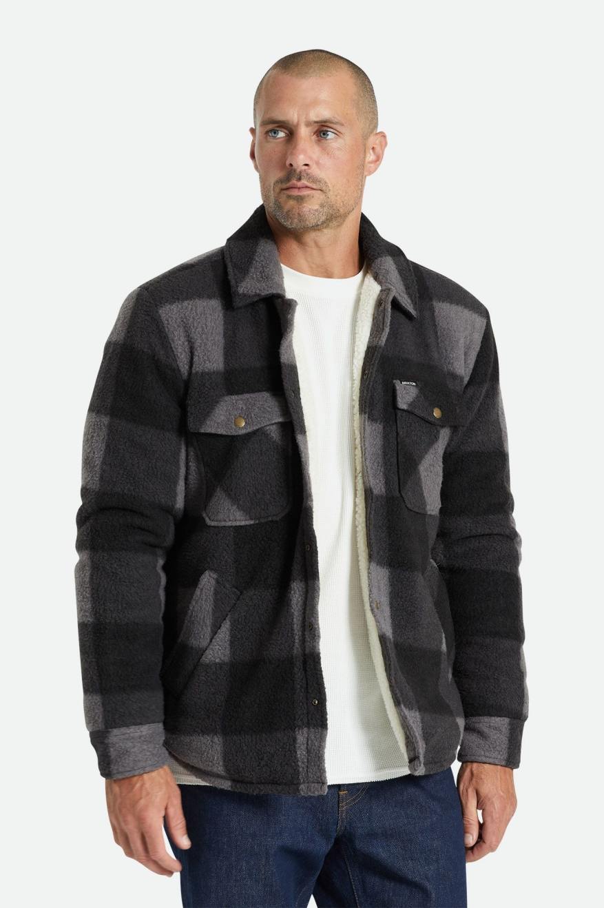 Chaquetas Brixton Durham Arctic Stretch Fleece Hombre Negras Gris | 34MUPHJRN