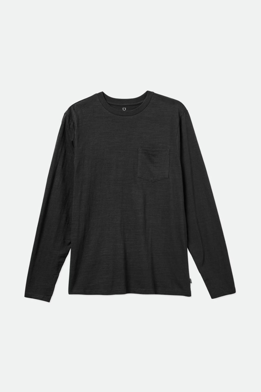 Prendas De Punto Brixton Basic Slub L/S Pocket Hombre Negras | 14JEFSYLM