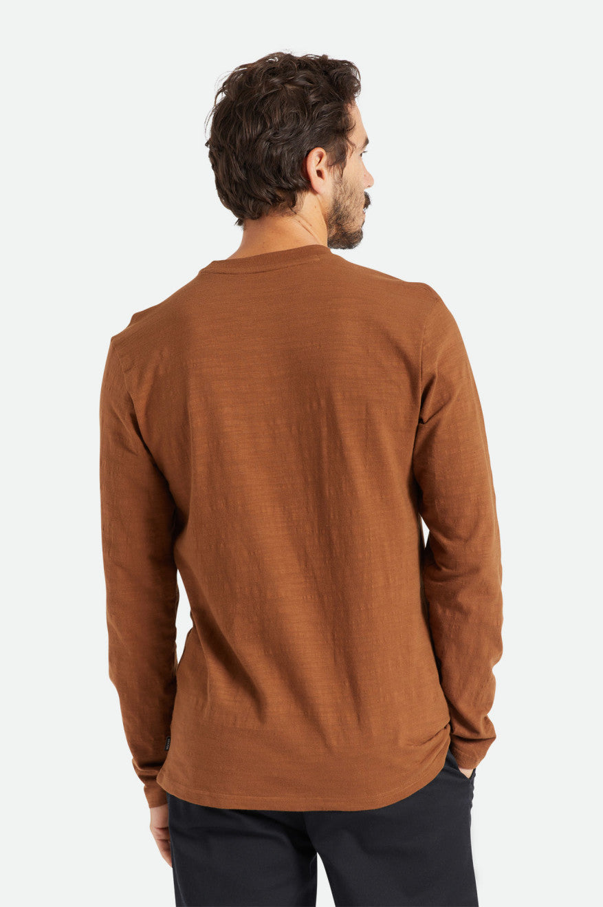 Prendas De Punto Brixton Basic Slub L/S Pocket Hombre Marrones | 78DYFRCTG