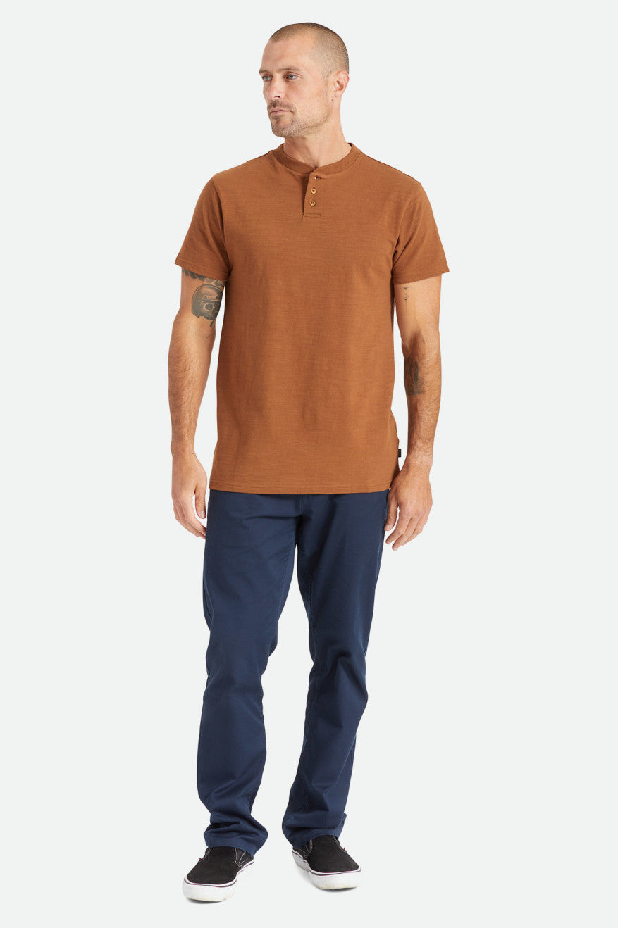 Prendas De Punto Brixton Basic Slub S/S Henley Hombre Marrones | 15YXKULER