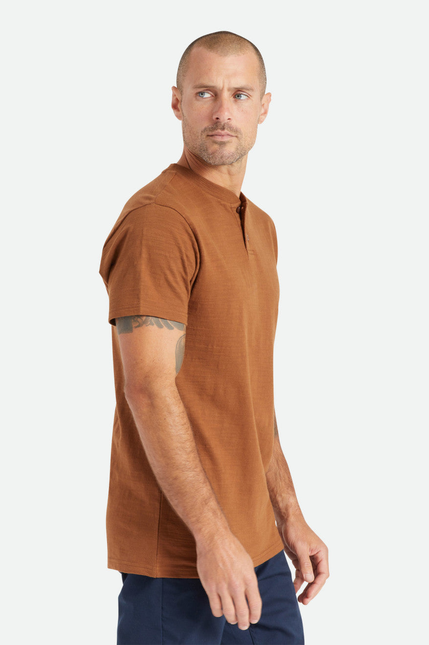 Prendas De Punto Brixton Basic Slub S/S Henley Hombre Marrones | 15YXKULER