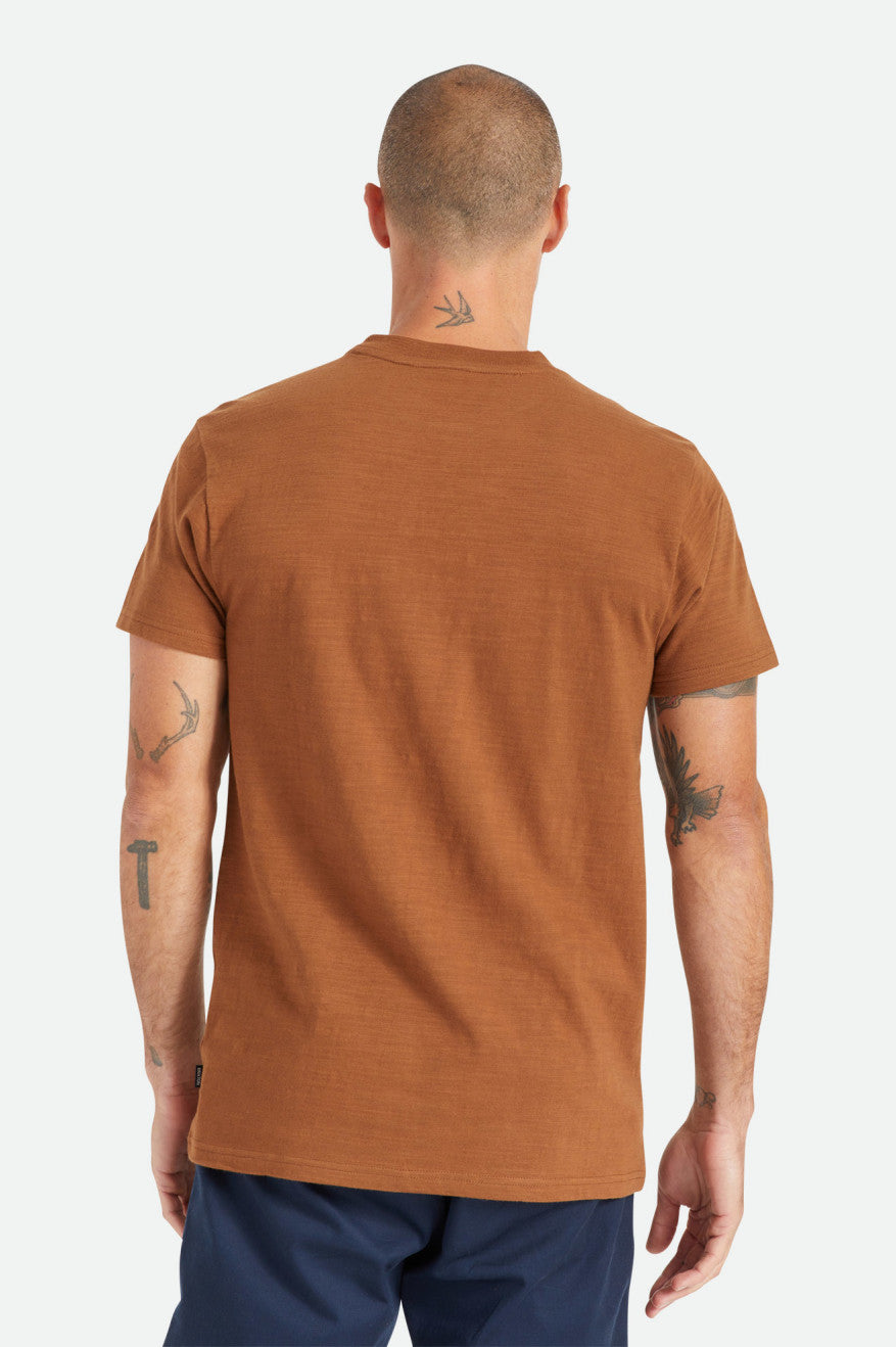 Prendas De Punto Brixton Basic Slub S/S Henley Hombre Marrones | 15YXKULER