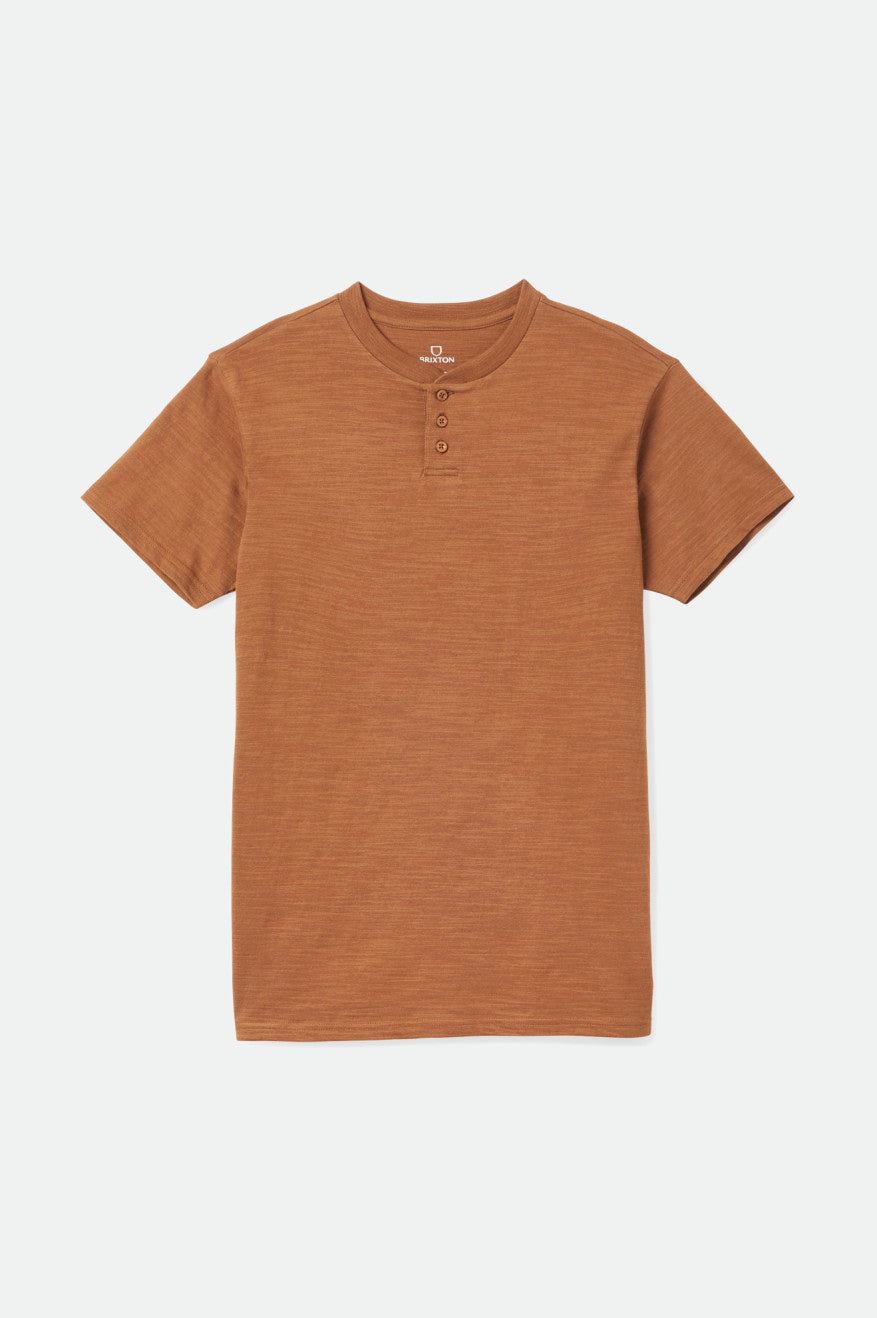 Prendas De Punto Brixton Basic Slub S/S Henley Hombre Marrones | 15YXKULER