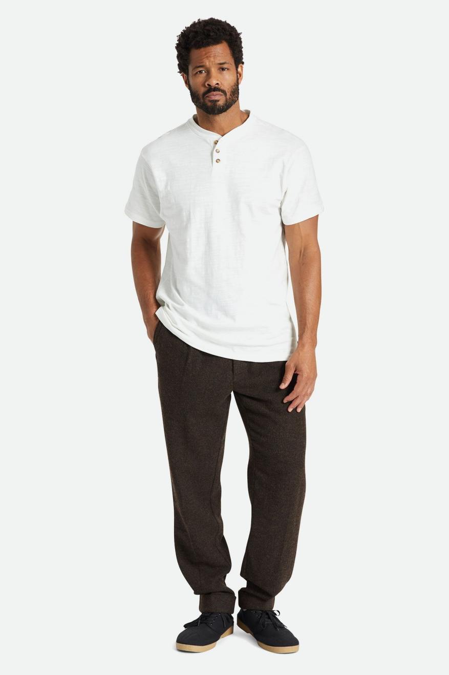 Prendas De Punto Brixton Basic Slub S/S Henley Hombre Blancas | 81TUAROJN