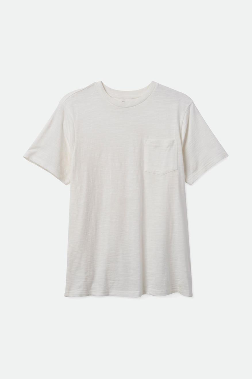 Prendas De Punto Brixton Basic Slub S/S Pocket Hombre Blancas | 84GVJZQTE