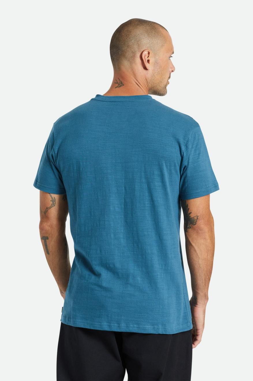 Prendas De Punto Brixton Basic Slub S/S Henley Hombre Turquesa | 96XTYLBQP