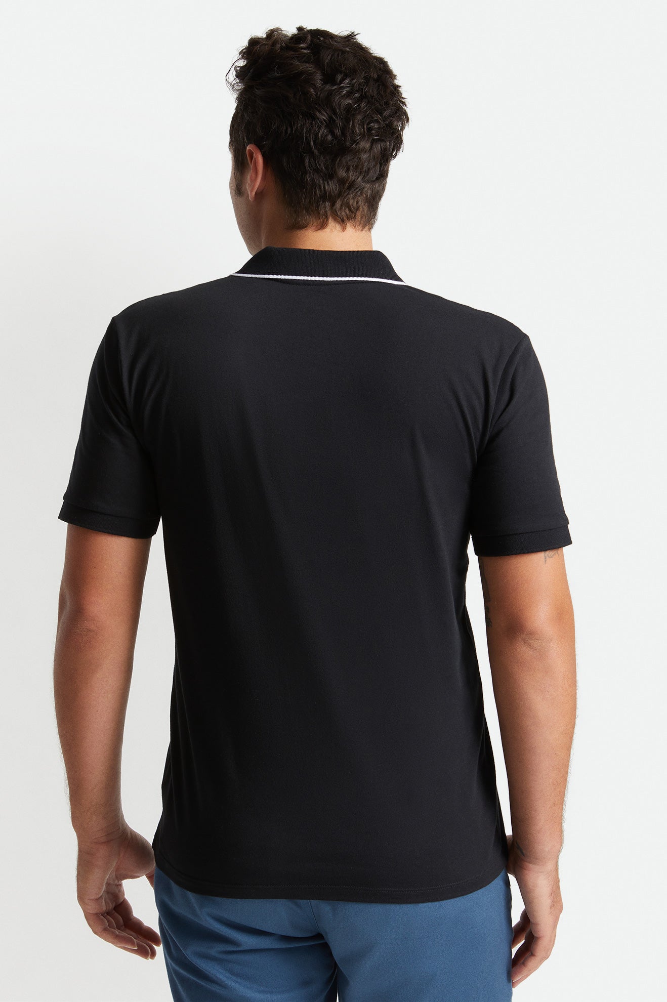 Prendas De Punto Brixton Proper S/S Polo Hombre Negras Blancas | 51ZFTDGRM