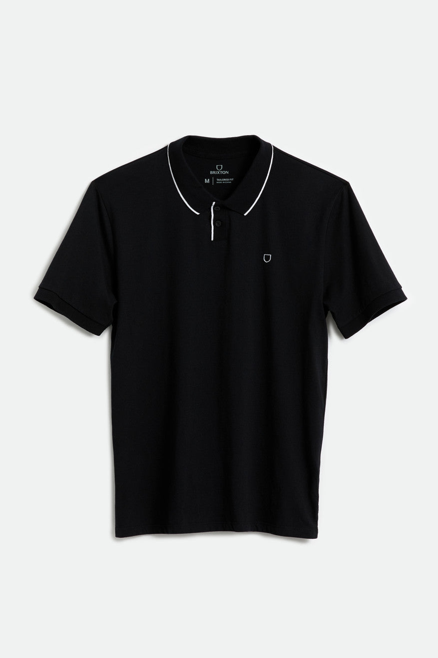 Prendas De Punto Brixton Proper S/S Polo Hombre Negras Blancas | 51ZFTDGRM