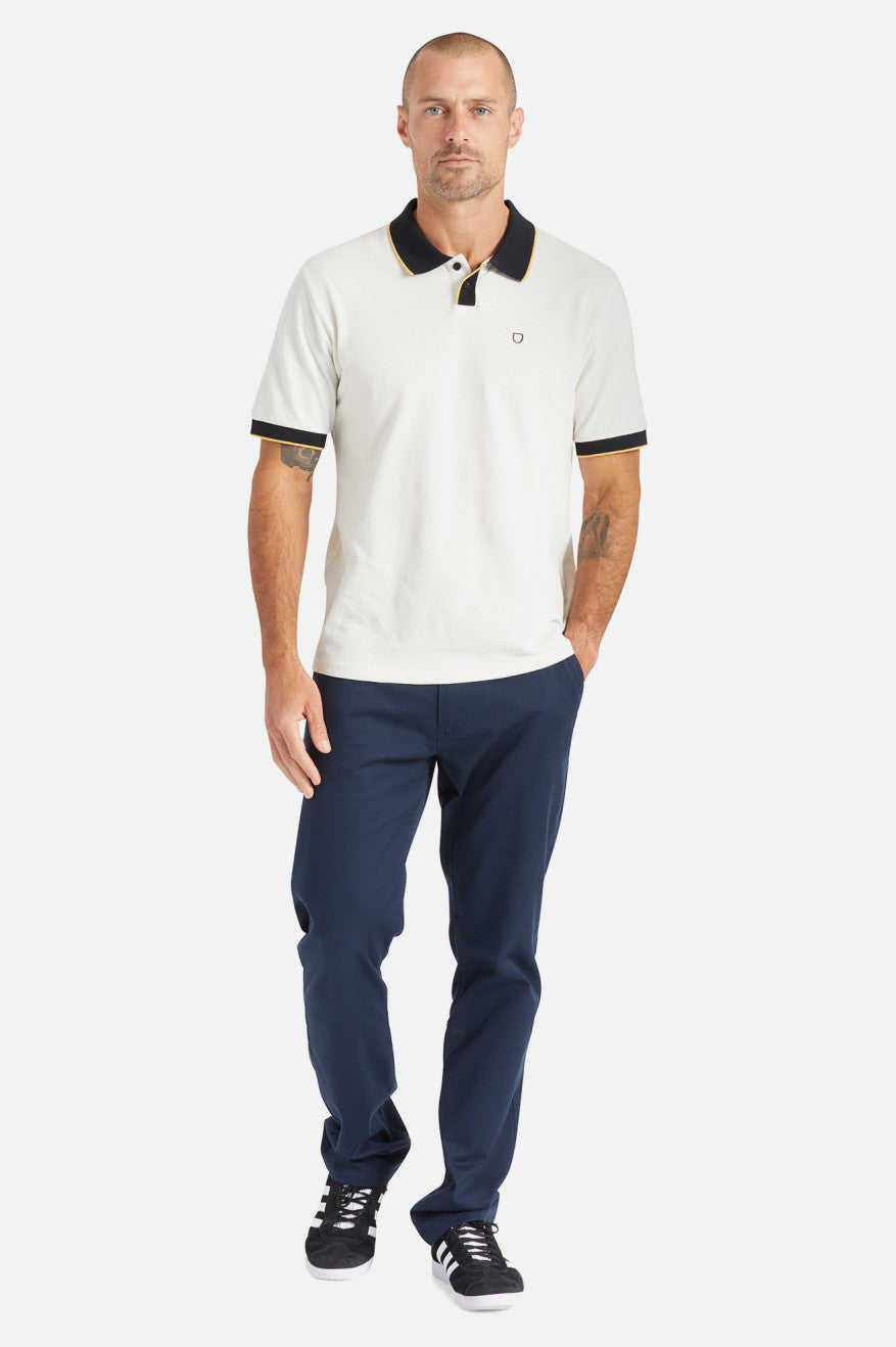 Prendas De Punto Brixton Proper S/S Polo Hombre Blancas Negras | 69DYPFEBQ