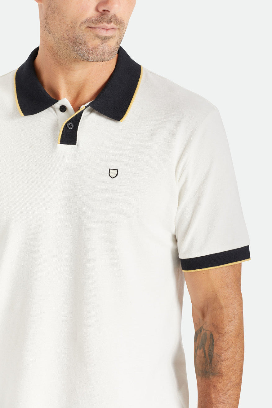 Prendas De Punto Brixton Proper S/S Polo Hombre Blancas Negras | 69DYPFEBQ