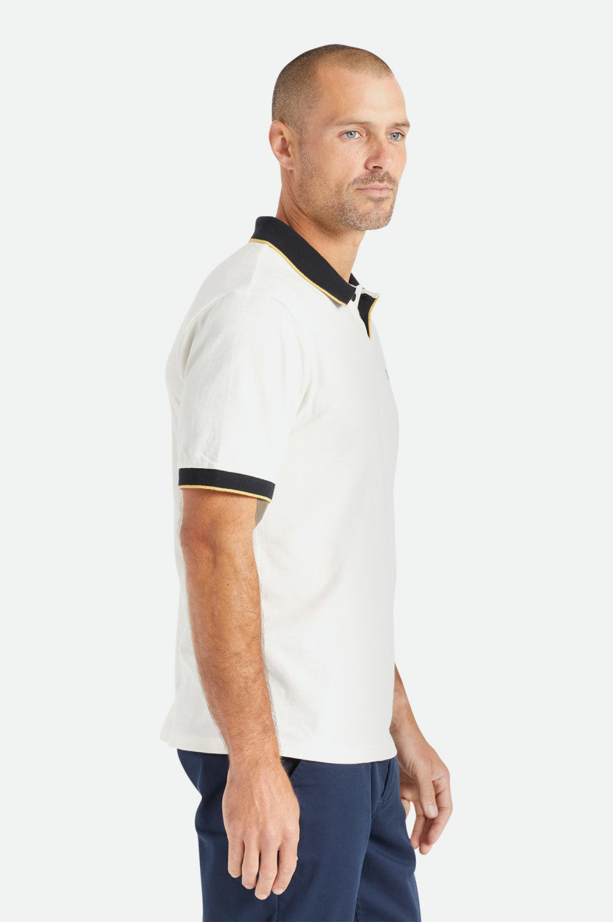 Prendas De Punto Brixton Proper S/S Polo Hombre Blancas Negras | 69DYPFEBQ