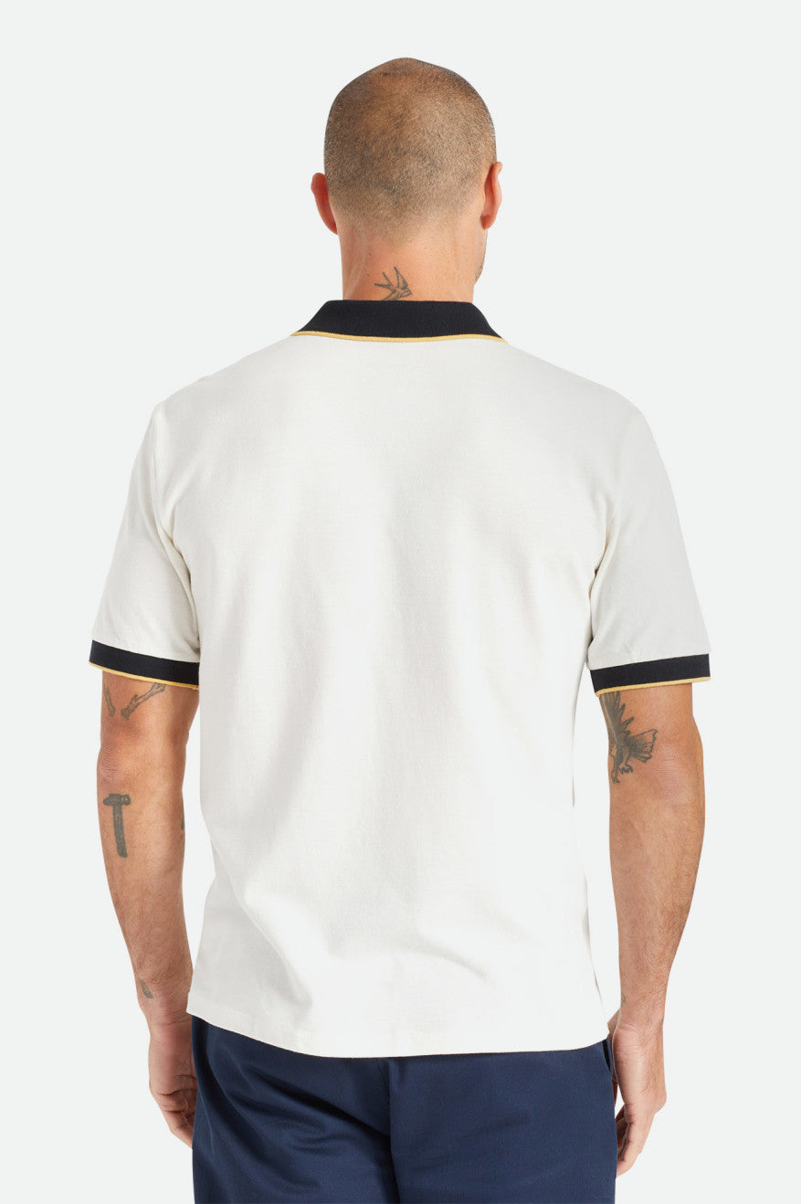 Prendas De Punto Brixton Proper S/S Polo Hombre Blancas Negras | 69DYPFEBQ