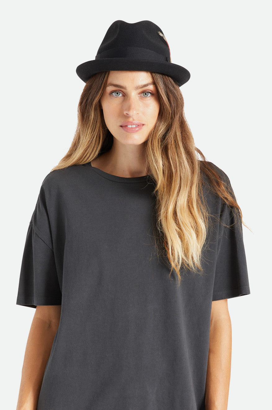 Sombreros De Fieltro Brixton Gain Fedora Mujer Negras | 76CFOZWVH