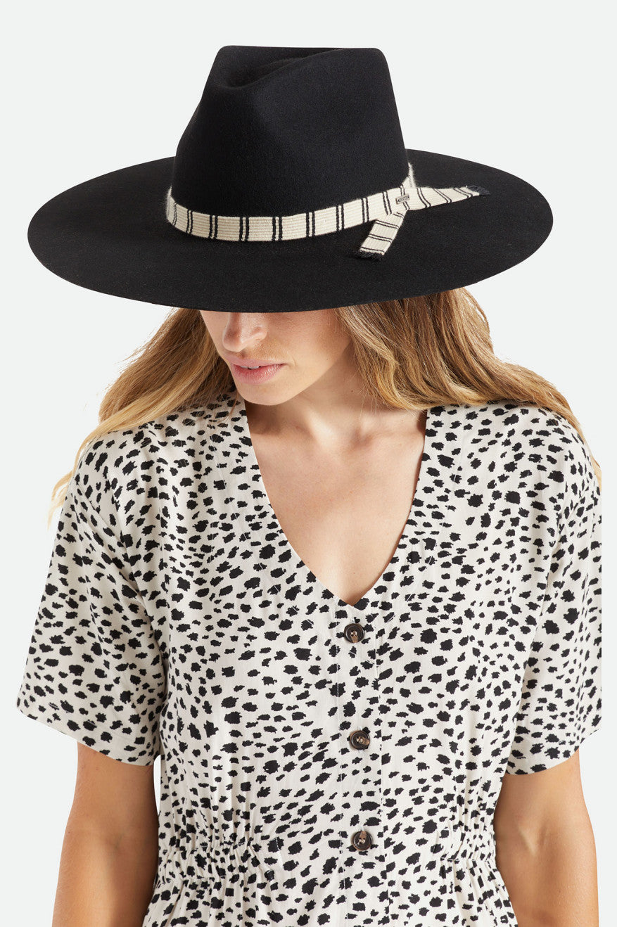 Sombreros De Fieltro Brixton Leigh Felt Fedora Mujer Negras | 68RGMZUHN