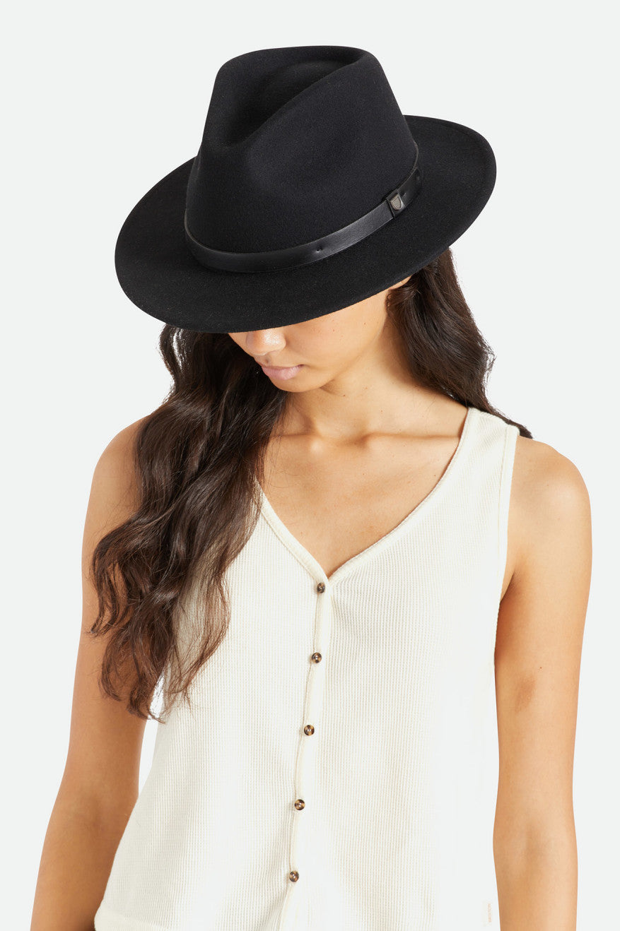 Sombreros De Fieltro Brixton Messer Fedora Mujer Negras | 52ZAHGRFB