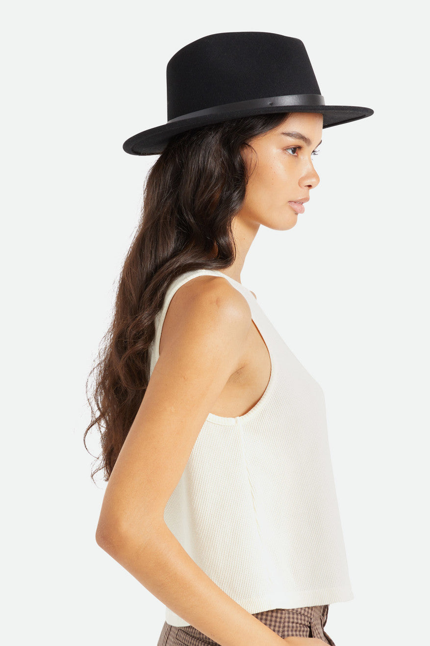 Sombreros De Fieltro Brixton Messer Fedora Mujer Negras | 52ZAHGRFB