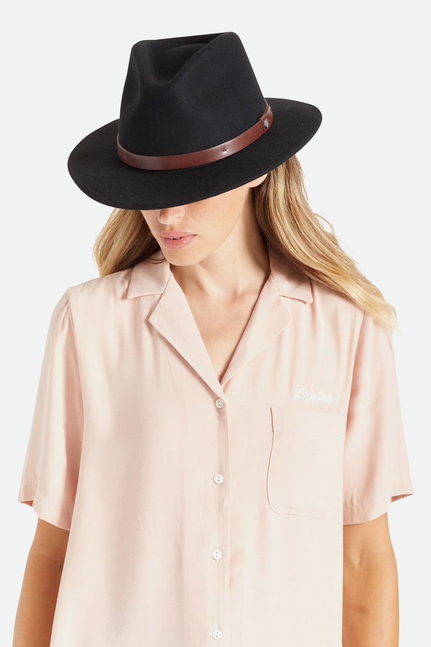 Sombreros De Fieltro Brixton Messer Fedora Mujer Negras | 57KTEWGRF