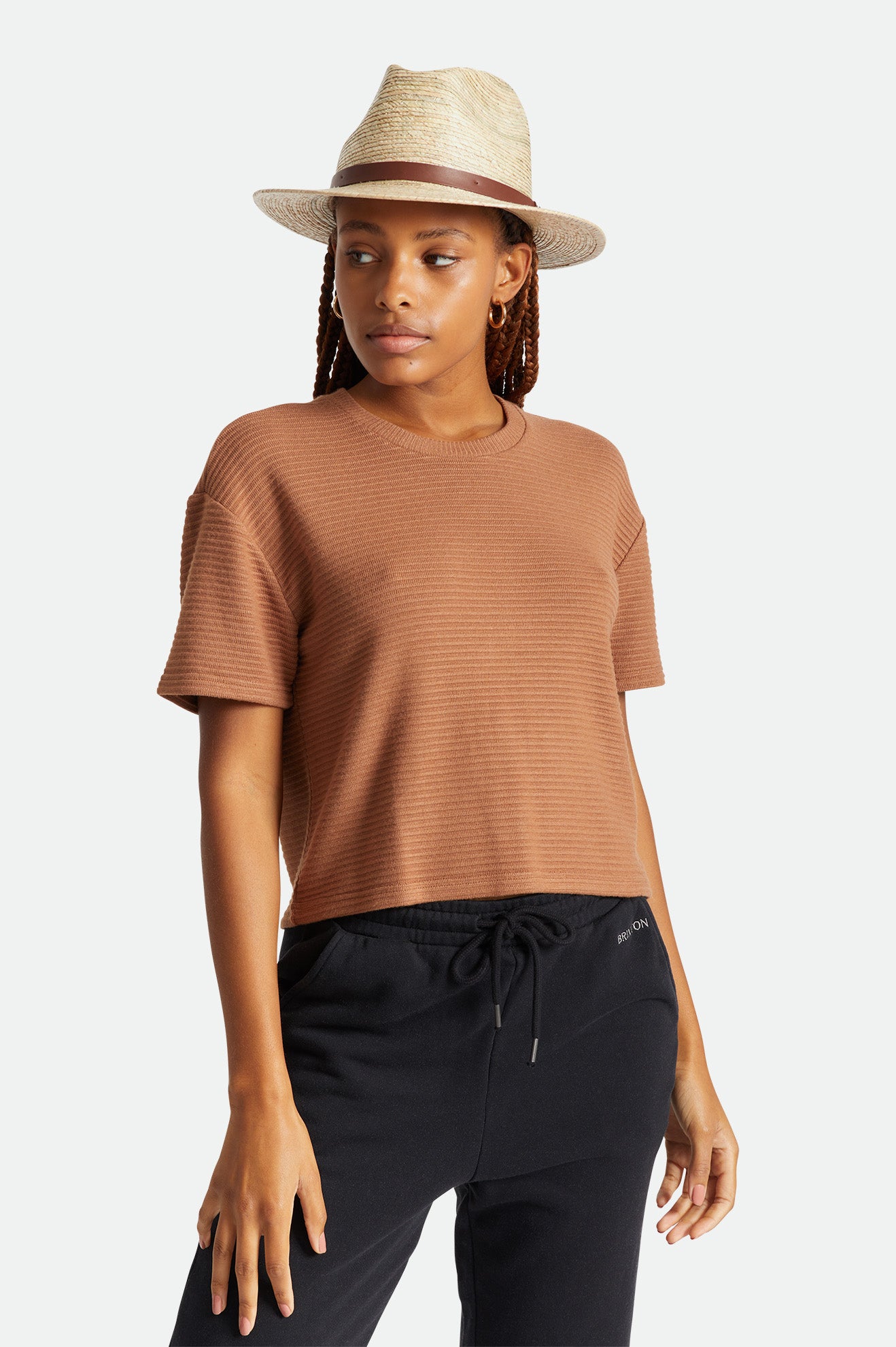 Sombreros De Fieltro Brixton Messer Straw Fedora Mujer Beige | 21JDNXZBO