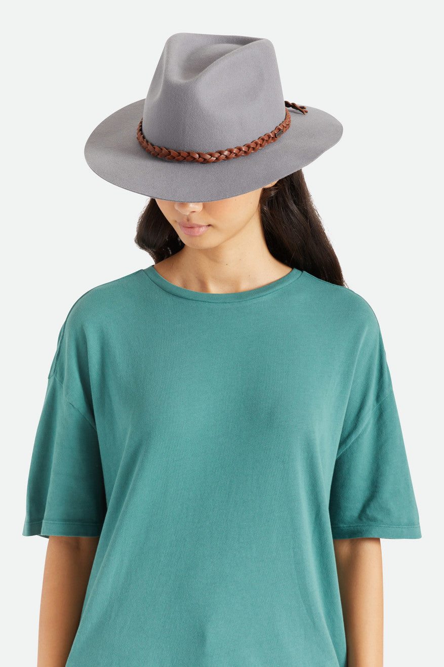 Sombreros De Fieltro Brixton Messer Western Fedora Mujer Gris | 45IRCAYDG