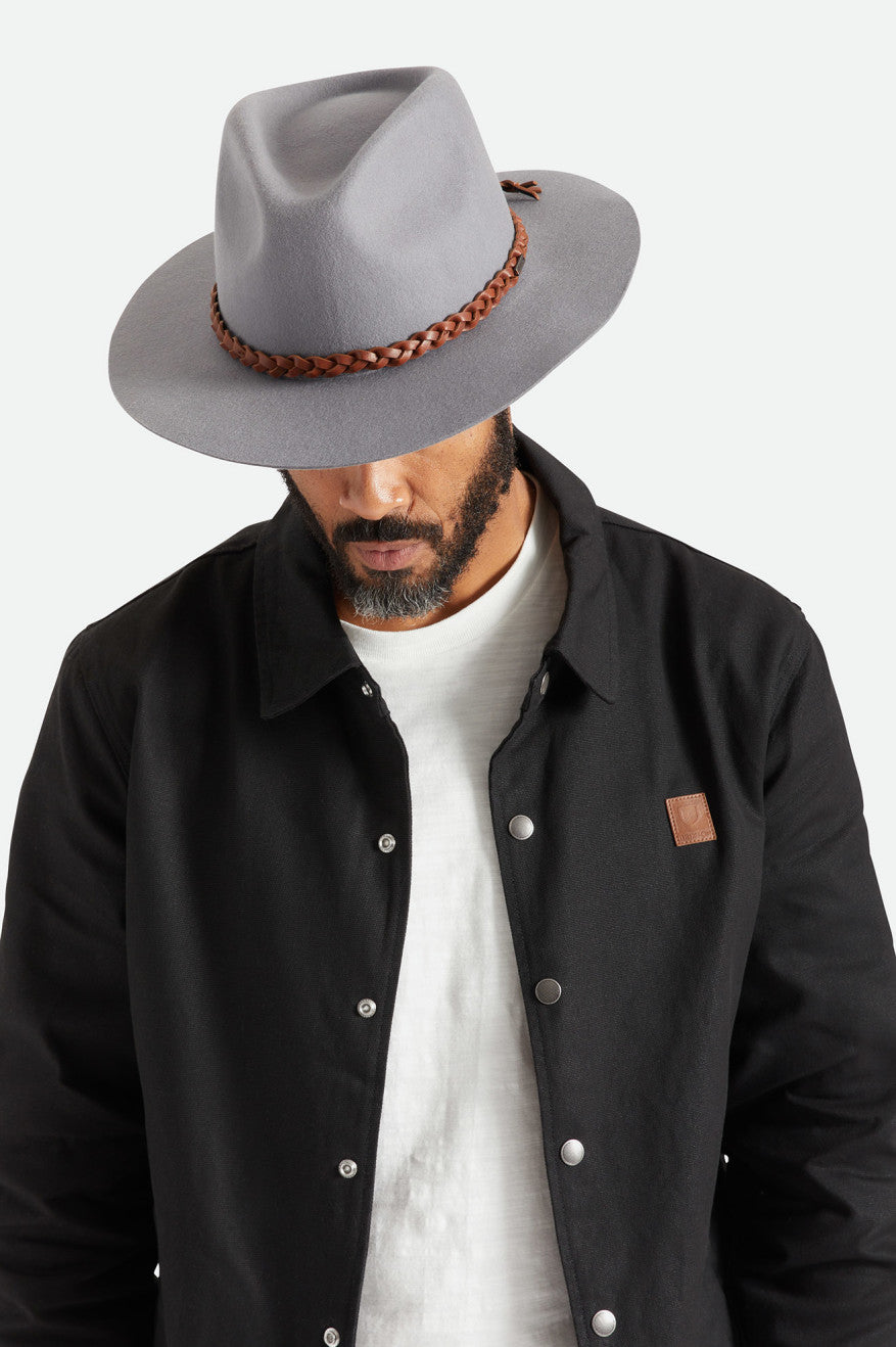 Sombreros De Fieltro Brixton Messer Western Fedora Mujer Gris | 45IRCAYDG