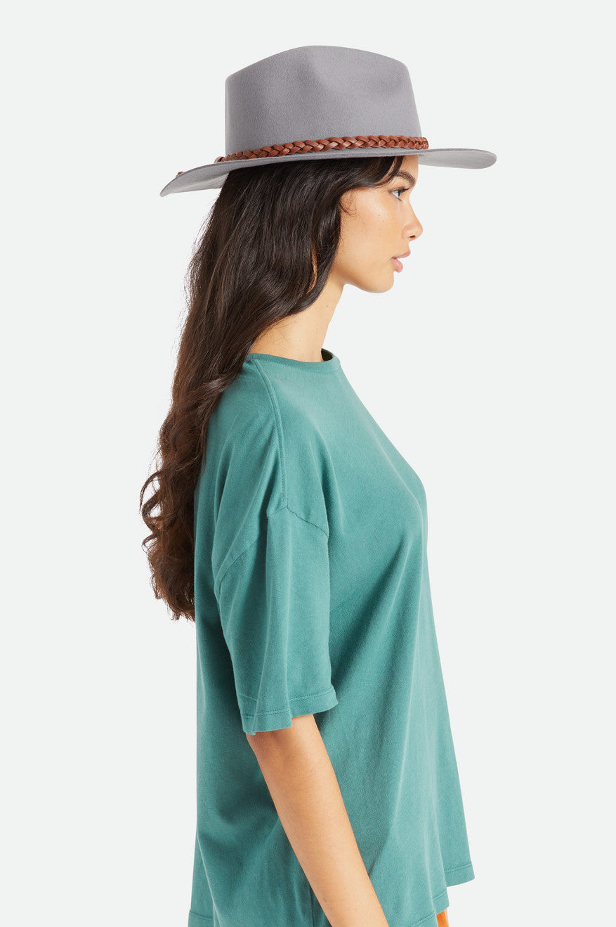 Sombreros De Fieltro Brixton Messer Western Fedora Mujer Gris | 45IRCAYDG