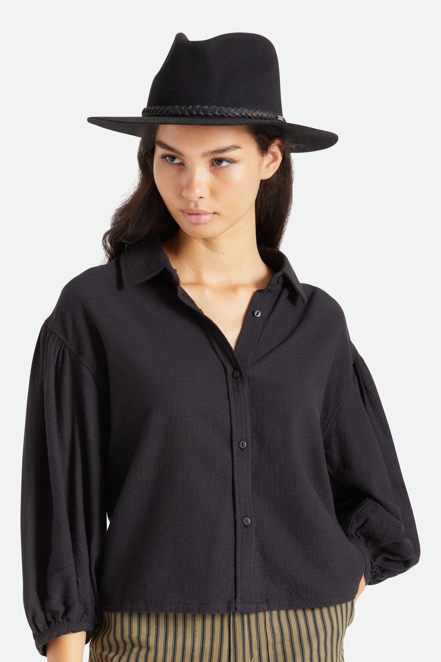 Sombreros De Fieltro Brixton Messer Western Fedora Mujer Negras | 83ZBHIMQK