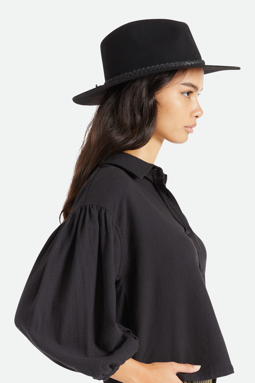 Sombreros De Fieltro Brixton Messer Western Fedora Mujer Negras | 83ZBHIMQK