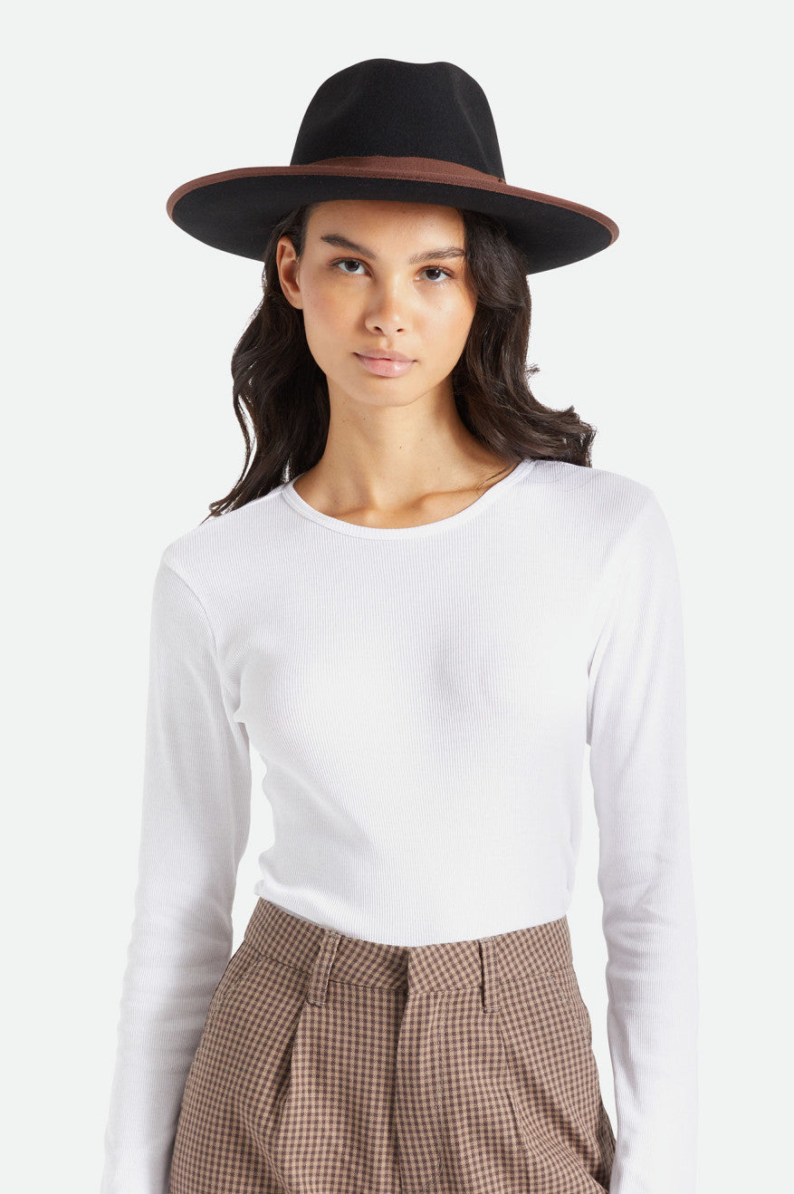 Sombreros De Fieltro Brixton Reno Fedora Mujer Negras Marrones | 09UXJZQHV