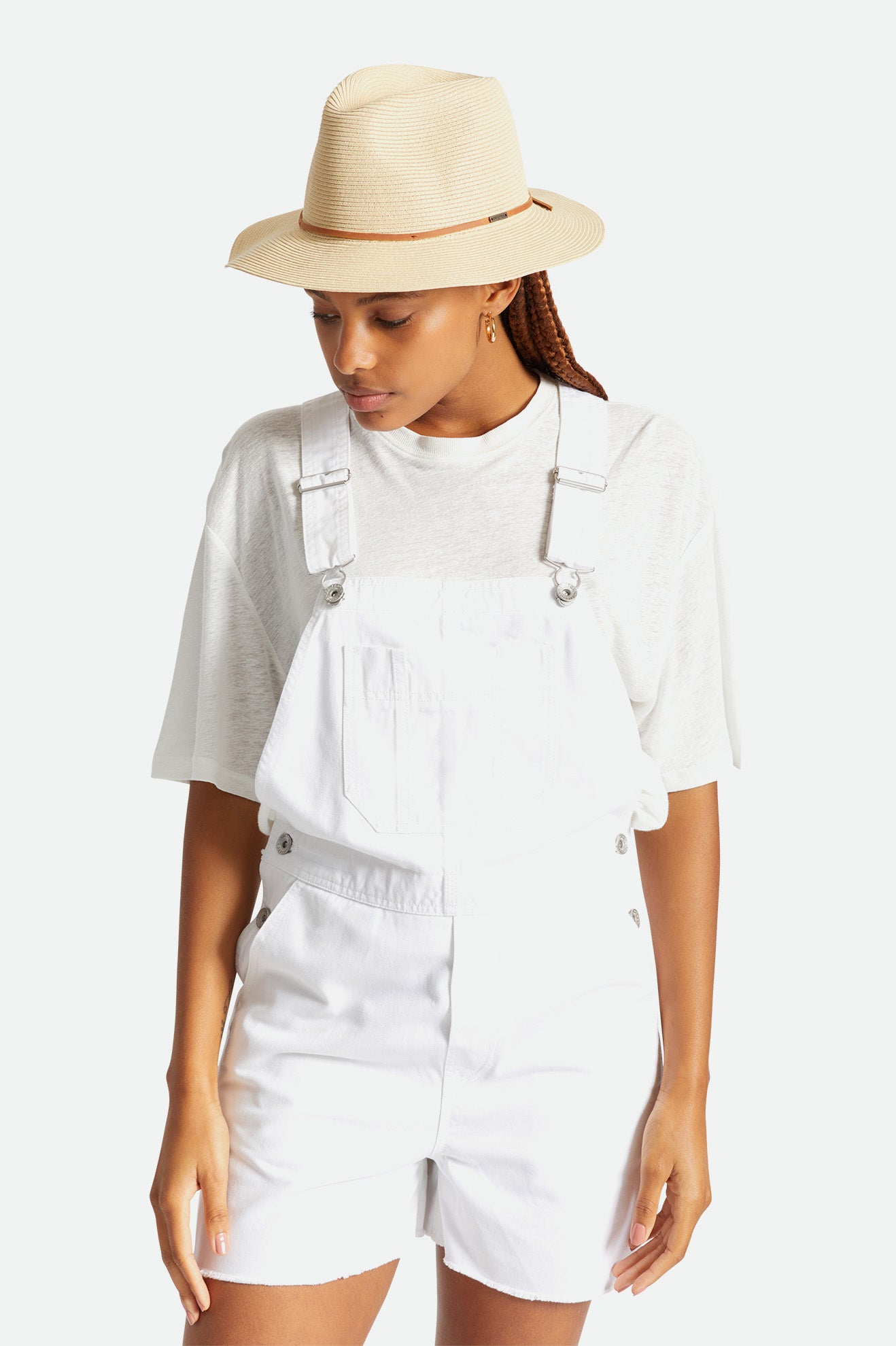 Sombreros De Fieltro Brixton Wesley Straw Packable Fedora Mujer Marrones | 84CJMDXWK