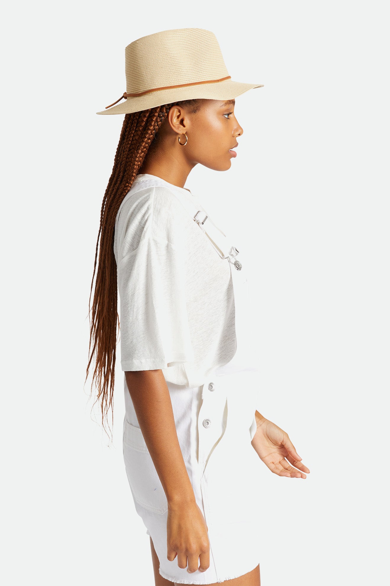 Sombreros De Fieltro Brixton Wesley Straw Packable Fedora Mujer Marrones | 84CJMDXWK