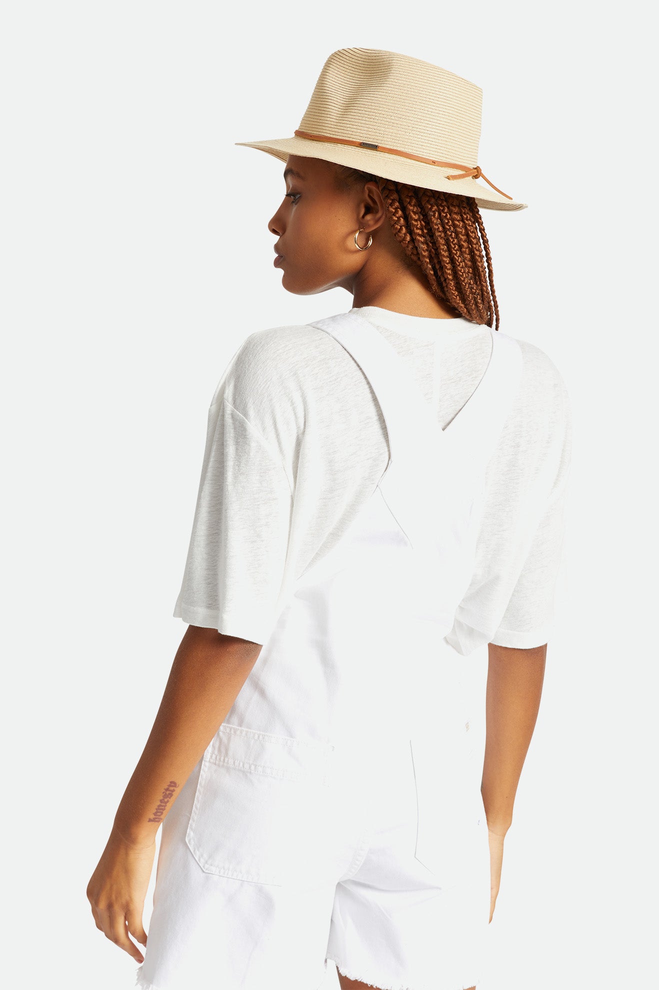 Sombreros De Fieltro Brixton Wesley Straw Packable Fedora Mujer Marrones | 84CJMDXWK