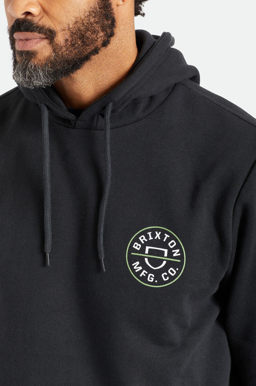 Sudadera Con Capucha Brixton Crest Hombre Negras Verde Blancas | 96OKLWRZX