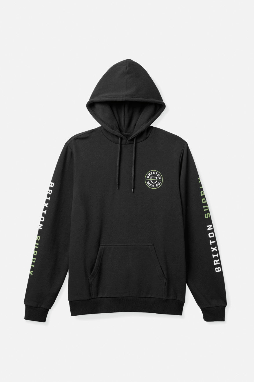 Sudadera Con Capucha Brixton Crest Hombre Negras Verde Blancas | 96OKLWRZX