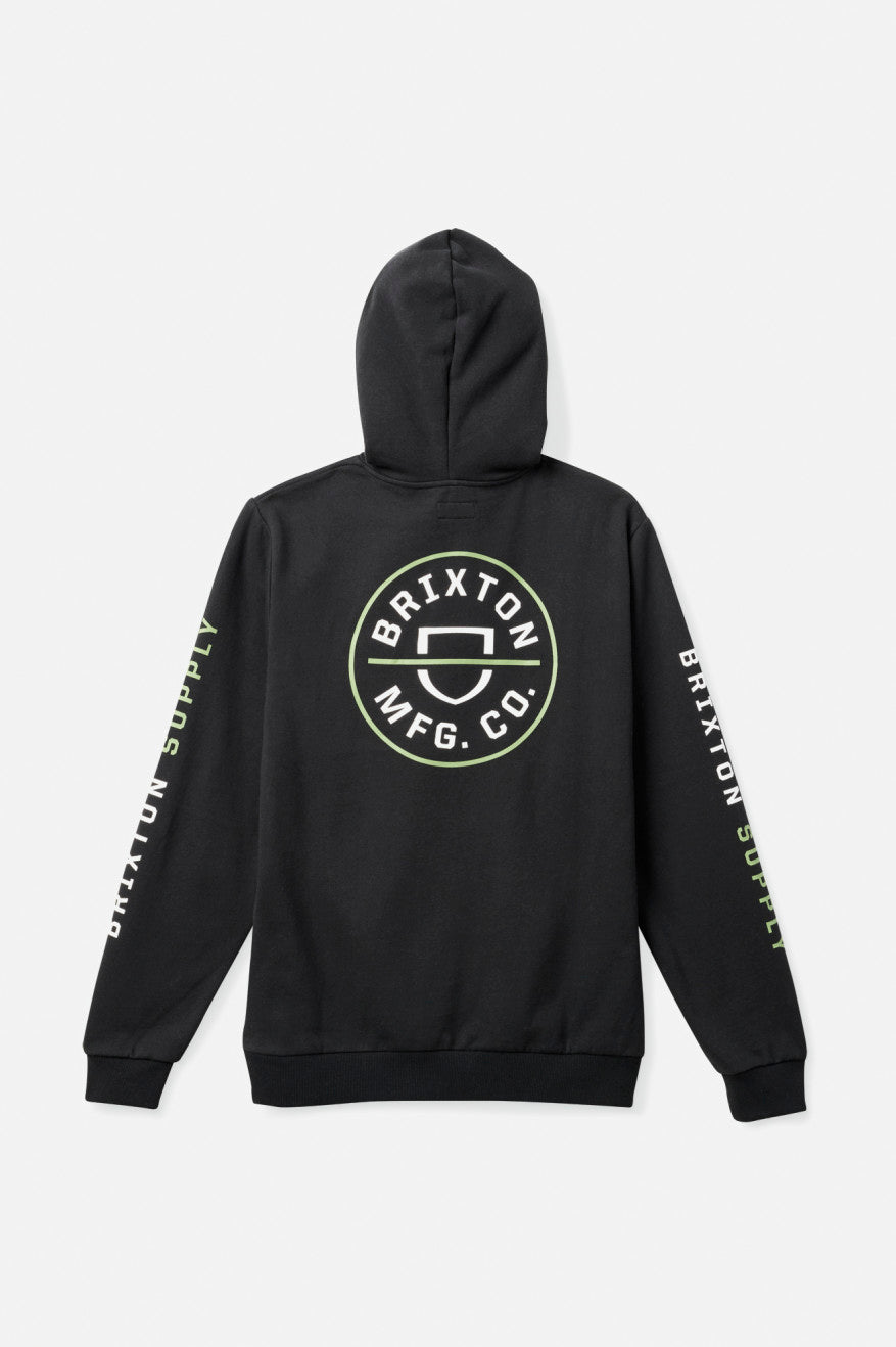 Sudadera Con Capucha Brixton Crest Hombre Negras Verde Blancas | 96OKLWRZX