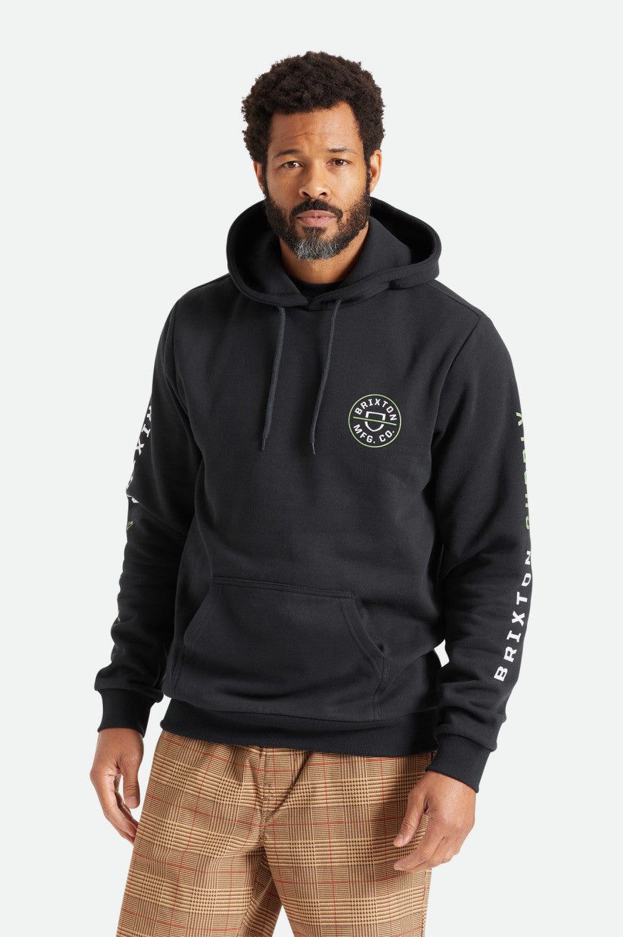 Sudadera Con Capucha Brixton Crest Hombre Negras Verde Blancas | 96OKLWRZX