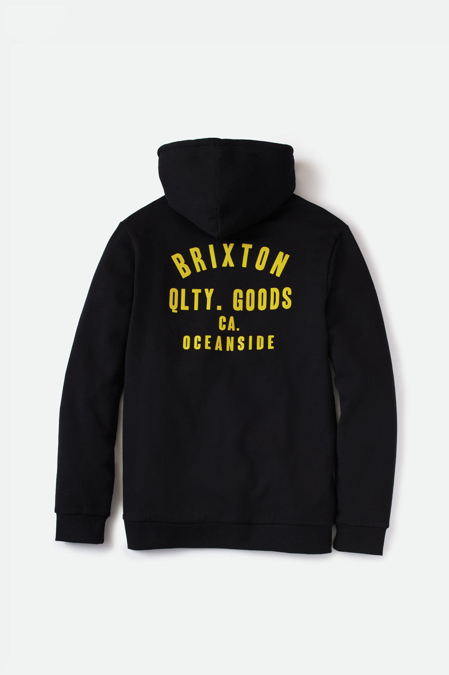 Sudadera Con Capucha Brixton Woodburn Oceanside Fleece Hombre Negras Doradas | 51FUASWCH