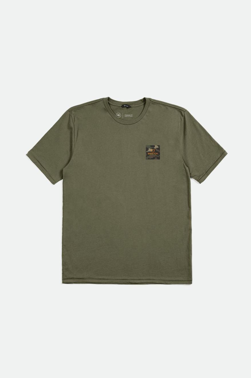 Tops Brixton Alpha Block S/S Tailored Hombre Verde Oliva Naranjas Camuflaje | 67XYMUNSW