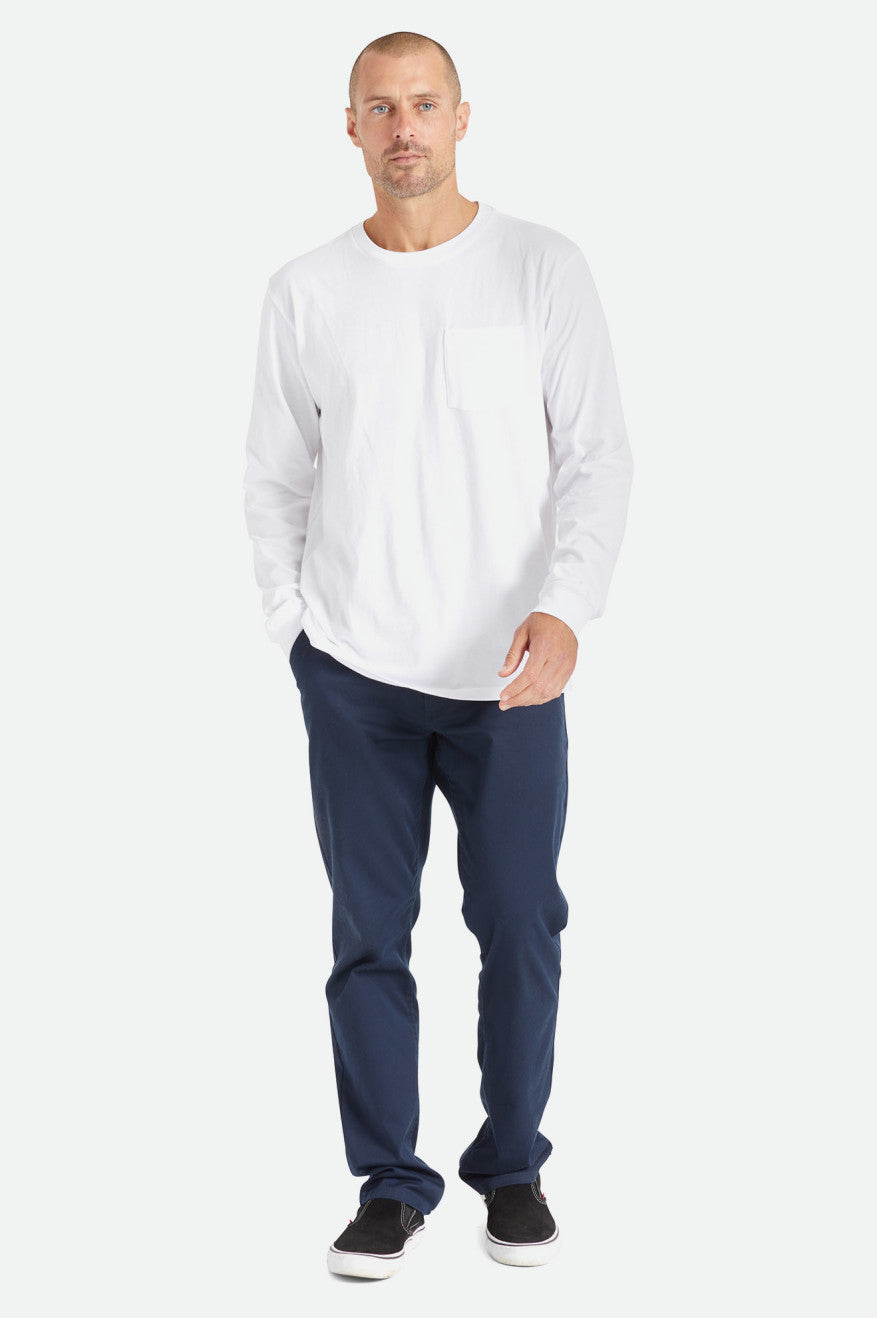 Tops Brixton Basic L/S Pocket Hombre Blancas | 59SMQRUPY