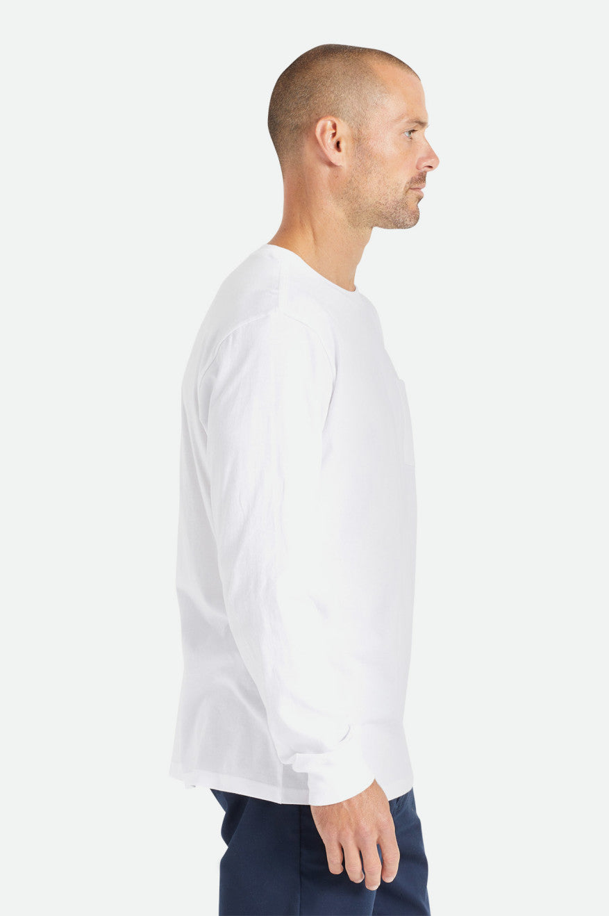 Tops Brixton Basic L/S Pocket Hombre Blancas | 59SMQRUPY